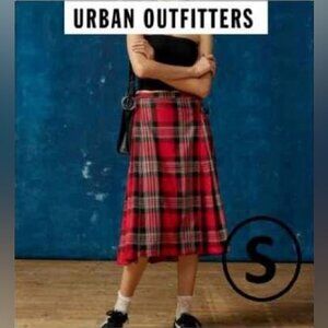 Urban Outfitters - BDG, Adley Pleated Midi Skirt - Red. Size: S. NWT.